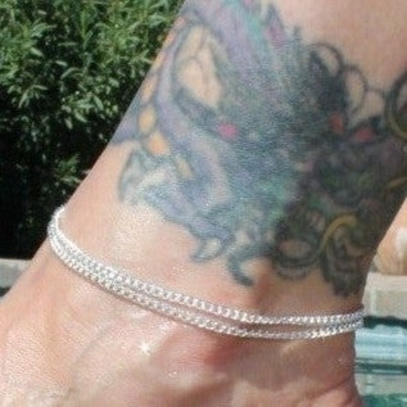 Jewelry - ~• White Silver Double Beach Anklet •~